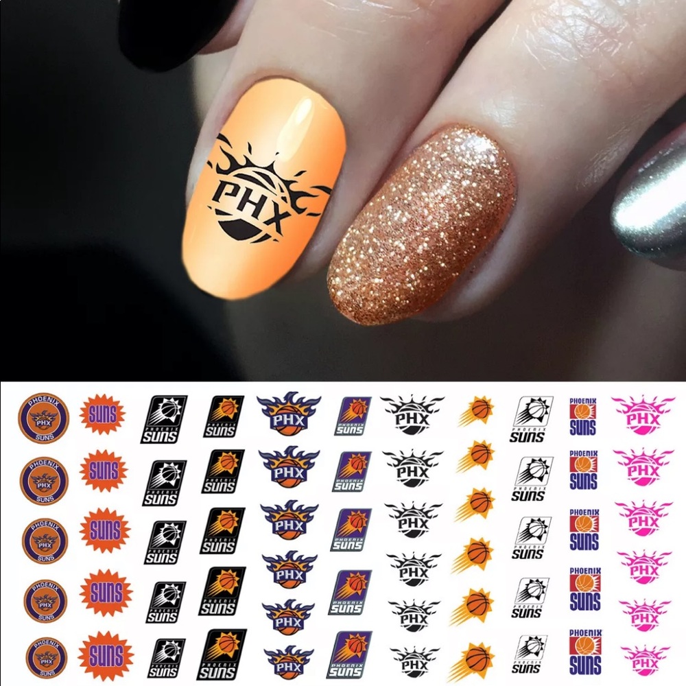 💌BO/GO$6 🏀 Phoenix Suns Basketball Nail Transfer Decals - Picture 1 of 4